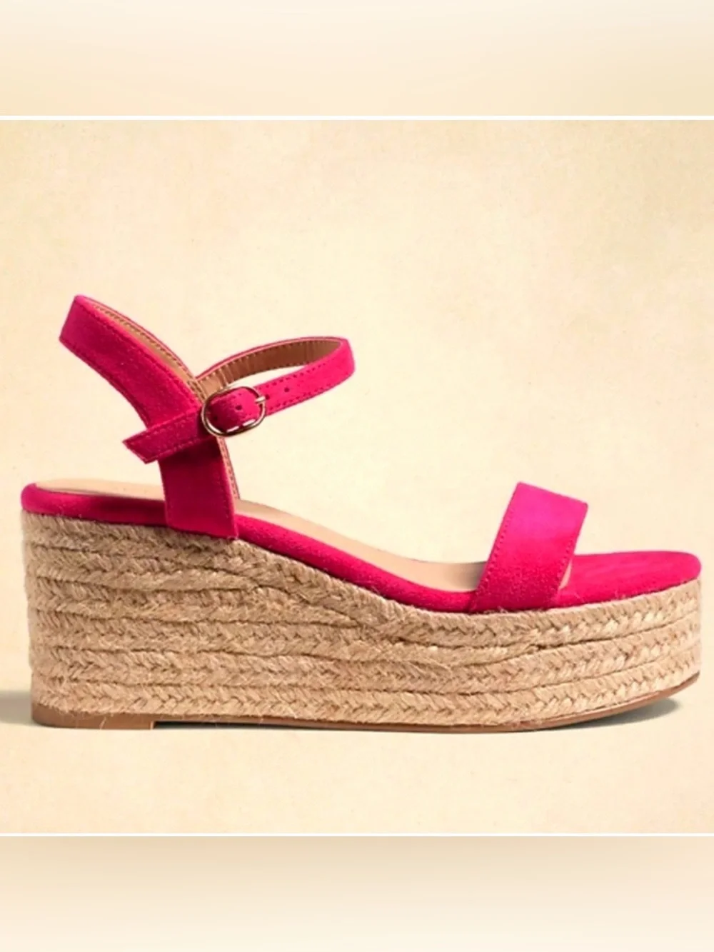 Banana Republic Wedge Sandal Espadrille style Fuchsia /Maui Rose new size 10